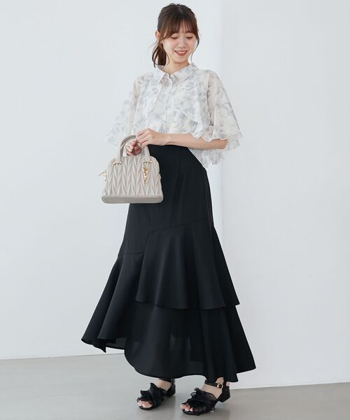 MAJESTIC LEGON（マジェスティックレゴン）の「ランダムティアードスカート（スカート・レディース・ブラック/アイボリー/ベージュ/グレー系その他・MEDIUM）」の15枚目の写真