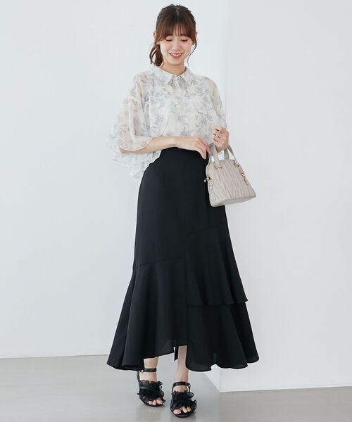 MAJESTIC LEGON（マジェスティックレゴン）の「ランダムティアードスカート（スカート・レディース・ブラック/アイボリー/ベージュ/グレー系その他・MEDIUM）」の16枚目の写真