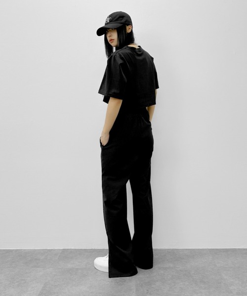 LVEU.(ラブユ.)の「【LVEU.】カットソーパンツセットアップ / セットアップ カットソー トップス Tシャツ 半袖 クロップド ショート ボトムス パンツ ハイウエスト ブラック ZOZOTOWN限定(セットアップ・レディース・ブラック・FREE)」の7枚目の写真