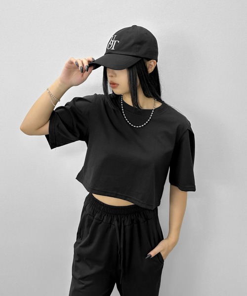 LVEU.(ラブユ.)の「【LVEU.】カットソーパンツセットアップ / セットアップ カットソー トップス Tシャツ 半袖 クロップド ショート ボトムス パンツ ハイウエスト ブラック ZOZOTOWN限定(セットアップ・レディース・ブラック・FREE)」の8枚目の写真