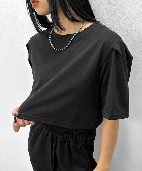 LVEU.(ラブユ.)の「【LVEU.】カットソーパンツセットアップ / セットアップ カットソー トップス Tシャツ 半袖 クロップド ショート ボトムス パンツ ハイウエスト ブラック ZOZOTOWN限定(セットアップ・レディース・ブラック・FREE)」の12枚目の写真