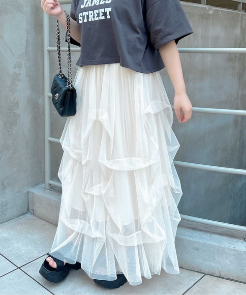 INGNI（イング）の「タックチュールスカート（スカート・レディース・ブラック/グレー/オフホワイト・FREE）」の10枚目の写真