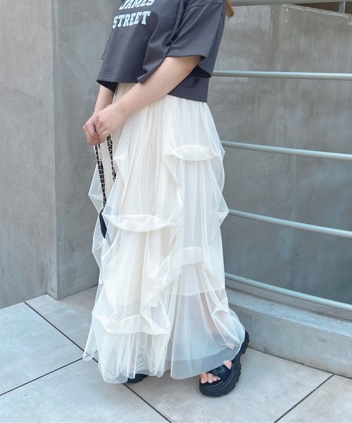 INGNI（イング）の「タックチュールスカート（スカート・レディース・ブラック/グレー/オフホワイト・FREE）」の11枚目の写真