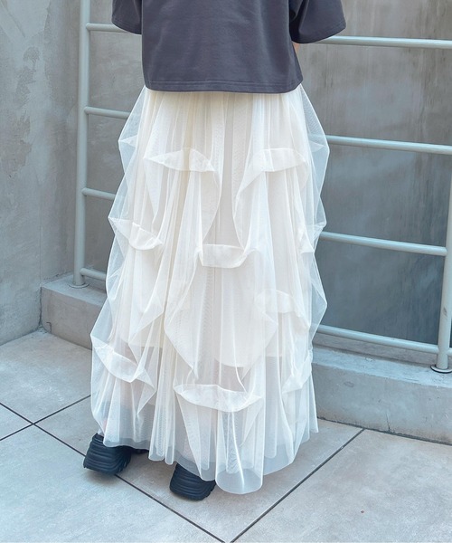 INGNI（イング）の「タックチュールスカート（スカート・レディース・ブラック/グレー/オフホワイト・FREE）」の12枚目の写真