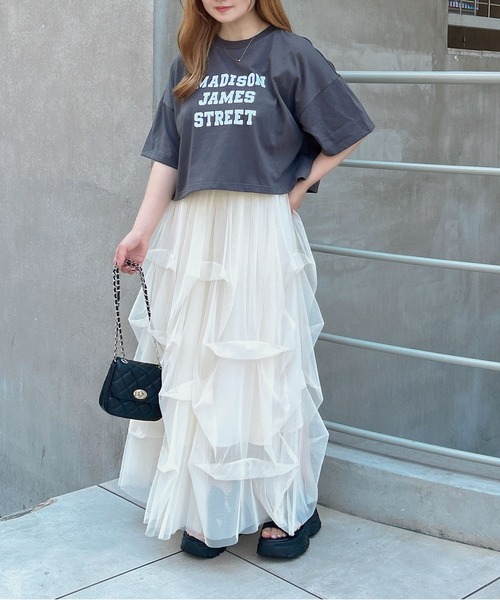 INGNI（イング）の「タックチュールスカート（スカート・レディース・ブラック/グレー/オフホワイト・FREE）」の13枚目の写真