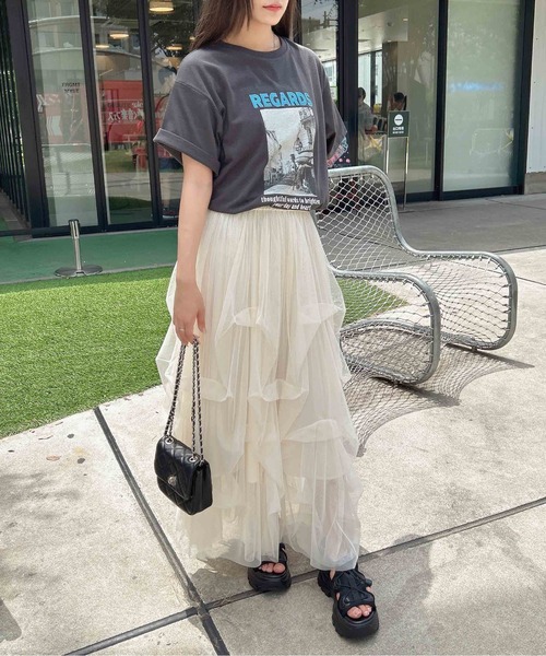 INGNI（イング）の「タックチュールスカート（スカート・レディース・ブラック/グレー/オフホワイト・FREE）」の8枚目の写真