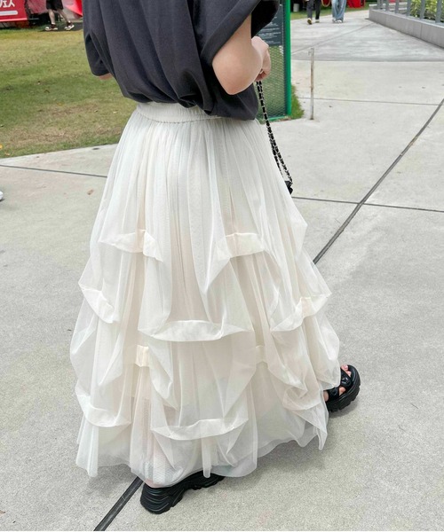 INGNI（イング）の「タックチュールスカート（スカート・レディース・ブラック/グレー/オフホワイト・FREE）」の7枚目の写真