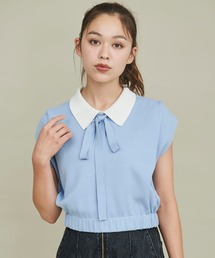 配色衿付きニット
