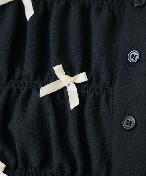 ems excite（エムズエキサイト）の「ポコポコリボンペプラムSH（シャツ/ブラウス・レディース・ブルー/ブラック/ホワイト・FREE）」の9枚目の写真