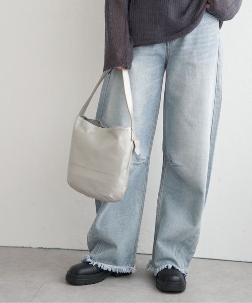 nobunoza ノブノザ　ワンショルダーバッグ シュリンクレザー セール】COOCO シュリンクレザーシンプルワンショルダーバッグ