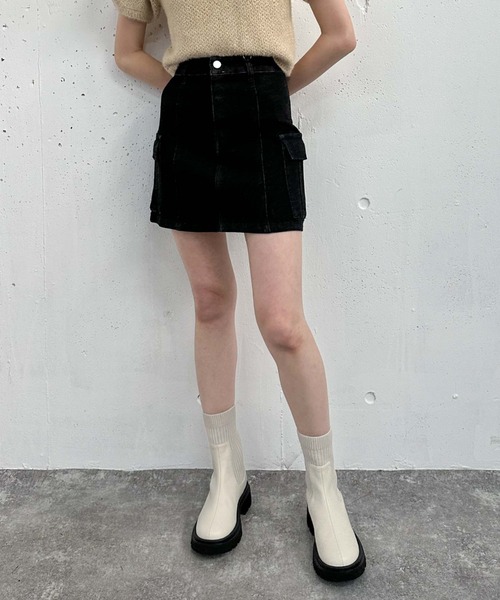 archives（アルシーヴ）の「ストレッチデニムカーゴミニスカート（デニムスカート・レディース・ブラック/ネイビー・SMALL/MEDIUM）」の10枚目の写真