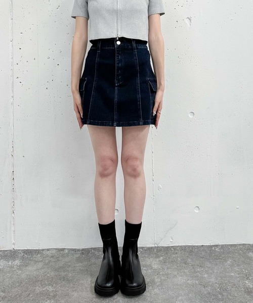 archives（アルシーヴ）の「ストレッチデニムカーゴミニスカート（デニムスカート・レディース・ブラック/ネイビー・SMALL/MEDIUM）」の22枚目の写真