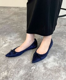 【atelier brugge/アトリエブルージュ】ベロアポインテッドバレーシューズ