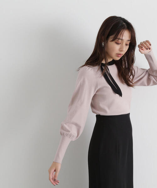 NATURAL BEAUTY BASIC(ナチュラルビューティーベーシック)の「◇バイカラーサイドボウタイニット(ニット/セーター・レディース・ベージュ系その他/ピンク系その他/ブラック系その他・FREE)」の13枚目の写真