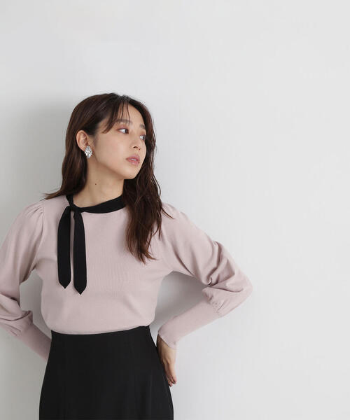 NATURAL BEAUTY BASIC(ナチュラルビューティーベーシック)の「◇バイカラーサイドボウタイニット(ニット/セーター・レディース・ベージュ系その他/ピンク系その他/ブラック系その他・FREE)」の15枚目の写真