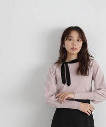 NATURAL BEAUTY BASIC | ◇バイカラーサイドボウタイニット(ニット/セーター)