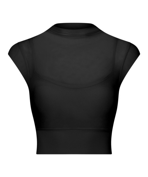 HYSSHOP（エイチワイエスショップ）の「【大きいサイズ有/揺れない/吸汗速乾】クロップド丈メッシュレイヤード風プチハイネックブラ一体型ヨガトップス レディース [トレーニングウェア/ジムウェア/ピラティスウェア/ヨガウェア/フィットネスウェア]（その他トップス・レディース・マスタード/アイボリー/グリーン系その他/ブラウン/ライトブルー/ブラック/ピンク系その他・S/M/L/XL）」の11枚目の写真