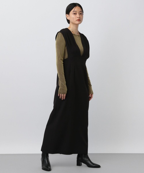 A part by(アパートバイ)の「Vギャザージャンスカ(ジャンパースカート・レディース・アイボリー/ブラック・SMALL/MEDIUM)」の7枚目の写真