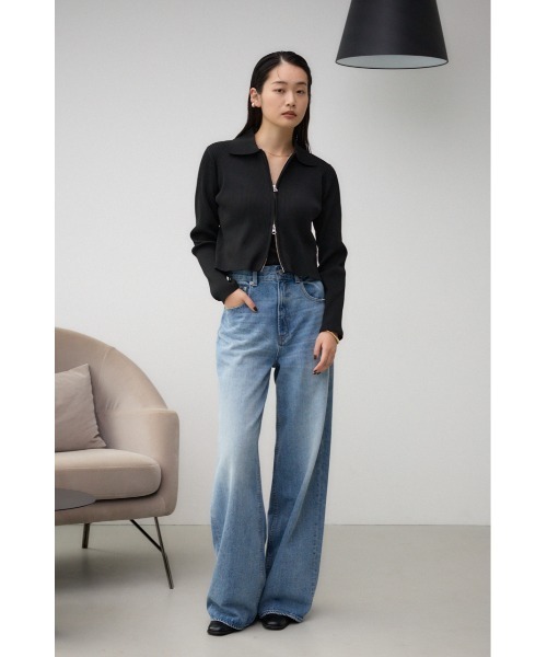 AZUL by moussy（アズールバイマウジー）の「ダブルジップリブニットカーディガン（カーディガン/ボレロ・レディース・レッド/アイボリー/ブラック/ダークグリーン・FREE）」の17枚目の写真