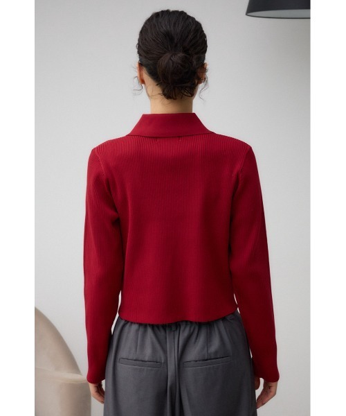 AZUL by moussy（アズールバイマウジー）の「ダブルジップリブニットカーディガン（カーディガン/ボレロ・レディース・レッド/アイボリー/ブラック/ダークグリーン・FREE）」の10枚目の写真