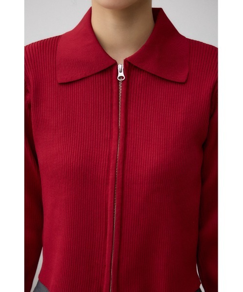 AZUL by moussy（アズールバイマウジー）の「ダブルジップリブニットカーディガン（カーディガン/ボレロ・レディース・レッド/アイボリー/ブラック/ダークグリーン・FREE）」の11枚目の写真
