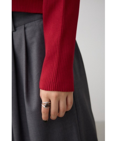 AZUL by moussy（アズールバイマウジー）の「ダブルジップリブニットカーディガン（カーディガン/ボレロ・レディース・レッド/アイボリー/ブラック/ダークグリーン・FREE）」の13枚目の写真