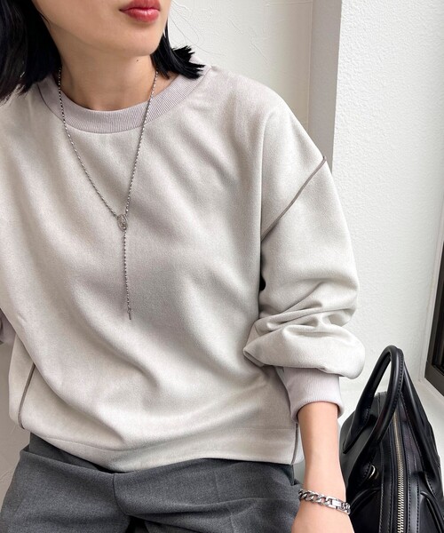 fredy emue(フレディエミュ)の「フェイクスエードダンボールプルオーバー(Tシャツ/カットソー・レディース・グレイッシュブルー/ベージュ/チャコールグレー/ライトグレー・38)」の13枚目の写真