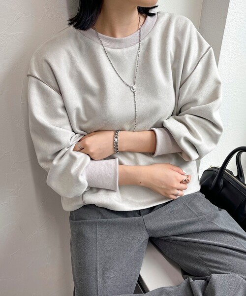 fredy emue(フレディエミュ)の「フェイクスエードダンボールプルオーバー(Tシャツ/カットソー・レディース・グレイッシュブルー/ベージュ/チャコールグレー/ライトグレー・38)」の14枚目の写真