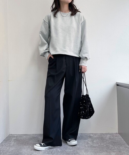 fredy emue(フレディエミュ)の「フェイクスエードダンボールプルオーバー(Tシャツ/カットソー・レディース・グレイッシュブルー/ベージュ/チャコールグレー/ライトグレー・38)」の16枚目の写真
