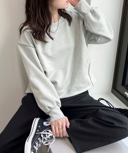 fredy emue(フレディエミュ)の「フェイクスエードダンボールプルオーバー(Tシャツ/カットソー・レディース・グレイッシュブルー/ベージュ/チャコールグレー/ライトグレー・38)」の22枚目の写真