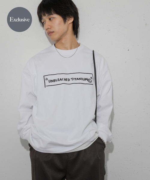 SENSE OF PLACE by URBAN RESEARCH(センスオブプレイスバイアーバンリサーチ)の「『別注』BASQUIAT×SENSE OF PLACE ロゴロングスリーブTシャツ(Tシャツ/カットソー・メンズ・ホワイト/ブラック/ライトブルー・LARGE/MEDIUM)」の2枚目の写真