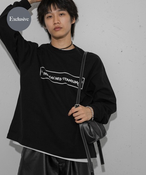 SENSE OF PLACE by URBAN RESEARCH(センスオブプレイスバイアーバンリサーチ)の「『別注』BASQUIAT×SENSE OF PLACE ロゴロングスリーブTシャツ(Tシャツ/カットソー・メンズ・ホワイト/ブラック/ライトブルー・LARGE/MEDIUM)」の3枚目の写真