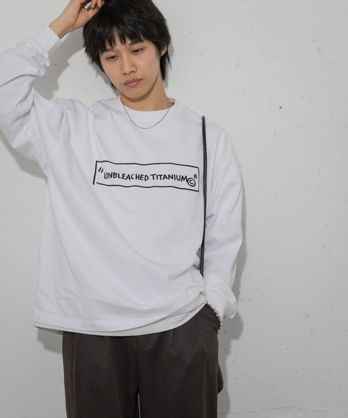 SENSE OF PLACE by URBAN RESEARCH(センスオブプレイスバイアーバンリサーチ)の「『別注』BASQUIAT×SENSE OF PLACE ロゴロングスリーブTシャツ(Tシャツ/カットソー・メンズ・ホワイト/ブラック/ライトブルー・LARGE/MEDIUM)」の5枚目の写真