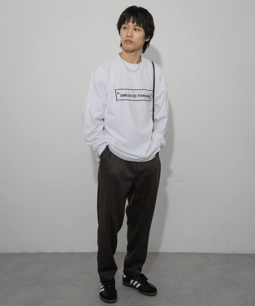 SENSE OF PLACE by URBAN RESEARCH(センスオブプレイスバイアーバンリサーチ)の「『別注』BASQUIAT×SENSE OF PLACE ロゴロングスリーブTシャツ(Tシャツ/カットソー・メンズ・ホワイト/ブラック/ライトブルー・LARGE/MEDIUM)」の7枚目の写真