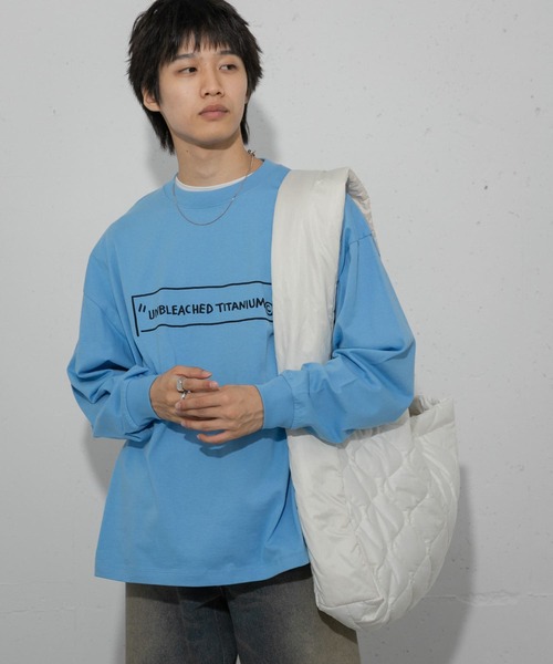 SENSE OF PLACE by URBAN RESEARCH(センスオブプレイスバイアーバンリサーチ)の「『別注』BASQUIAT×SENSE OF PLACE ロゴロングスリーブTシャツ(Tシャツ/カットソー・メンズ・ホワイト/ブラック/ライトブルー・LARGE/MEDIUM)」の9枚目の写真