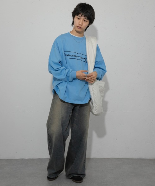 SENSE OF PLACE by URBAN RESEARCH(センスオブプレイスバイアーバンリサーチ)の「『別注』BASQUIAT×SENSE OF PLACE ロゴロングスリーブTシャツ(Tシャツ/カットソー・メンズ・ホワイト/ブラック/ライトブルー・LARGE/MEDIUM)」の12枚目の写真