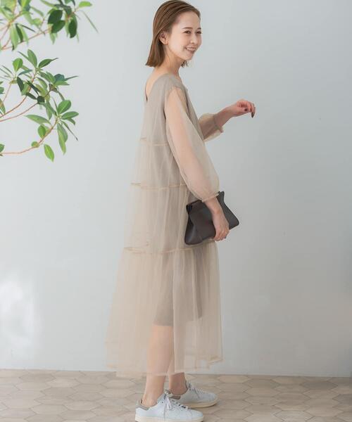 Torrazzo Donna(トラッゾドンナ)の「TORRAZZO DONNA ニット×オーガンジーリバーシブルワンピース(ワンピース・レディース・ベージュ・FREE)」の12枚目の写真