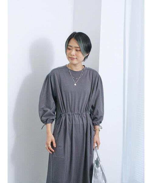 Samansa Mos2 blue（サマンサモスモスブルー）の「ドッキングドロストワンピース（ワンピース・レディース・ブラック/チャコールグレー/ベージュ・F）」の18枚目の写真