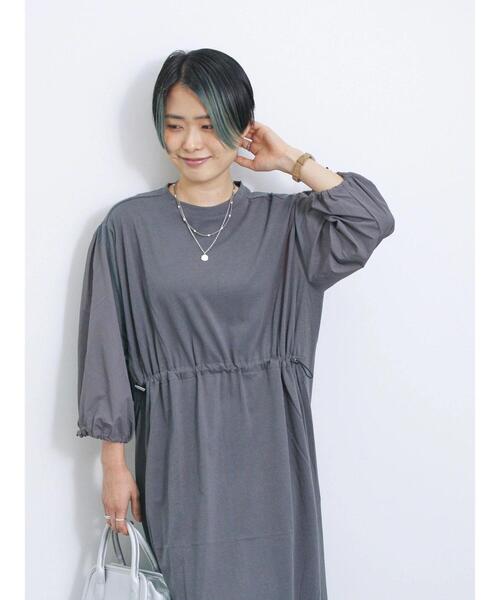 Samansa Mos2 blue（サマンサモスモスブルー）の「ドッキングドロストワンピース（ワンピース・レディース・ブラック/チャコールグレー/ベージュ・F）」の20枚目の写真