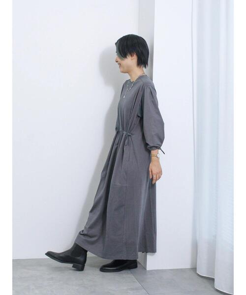 Samansa Mos2 blue（サマンサモスモスブルー）の「ドッキングドロストワンピース（ワンピース・レディース・ブラック/チャコールグレー/ベージュ・F）」の5枚目の写真