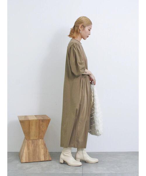 Samansa Mos2 blue（サマンサモスモスブルー）の「ドッキングドロストワンピース（ワンピース・レディース・ブラック/チャコールグレー/ベージュ・F）」の9枚目の写真