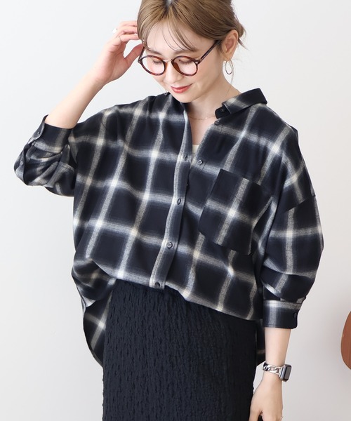 AMERICAN HOLIC（アメリカンホリック）の「バックタックチェックビエラシャツ（シャツ/ブラウス・レディース・キャメル/レッド/ブラック/アイボリー・M/L）」の2枚目の写真