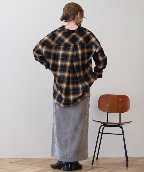 AMERICAN HOLIC（アメリカンホリック）の「バックタックチェックビエラシャツ（シャツ/ブラウス・レディース・キャメル/レッド/ブラック/アイボリー・M/L）」の16枚目の写真