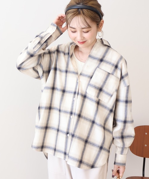 ブラウス シャツ 40/2ビエラチェックシャツ レディース セール】バックタックチェックビエラシャツ（シャツ/ブラウス