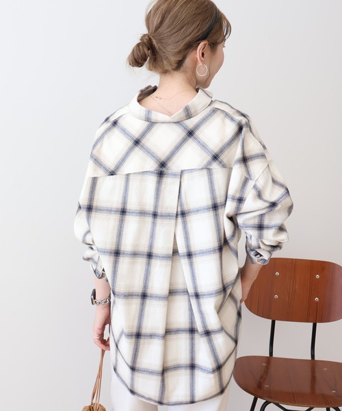 AMERICAN HOLIC（アメリカンホリック）の「バックタックチェックビエラシャツ（シャツ/ブラウス・レディース・キャメル/レッド/ブラック/アイボリー・M/L）」の6枚目の写真