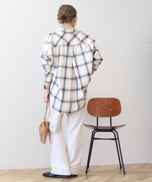 AMERICAN HOLIC（アメリカンホリック）の「バックタックチェックビエラシャツ（シャツ/ブラウス・レディース・キャメル/レッド/ブラック/アイボリー・M/L）」の10枚目の写真