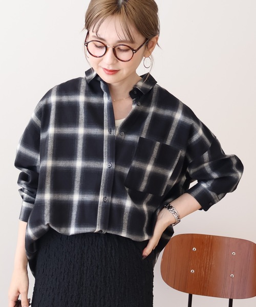 AMERICAN HOLIC（アメリカンホリック）の「バックタックチェックビエラシャツ（シャツ/ブラウス・レディース・キャメル/レッド/ブラック/アイボリー・M/L）」の18枚目の写真