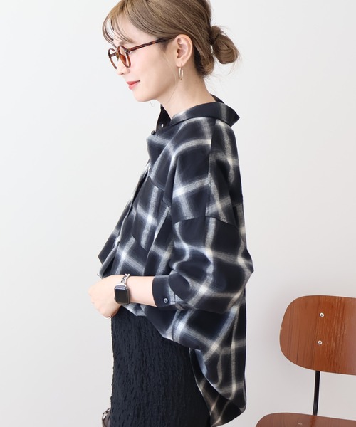 AMERICAN HOLIC（アメリカンホリック）の「バックタックチェックビエラシャツ（シャツ/ブラウス・レディース・キャメル/レッド/ブラック/アイボリー・M/L）」の19枚目の写真