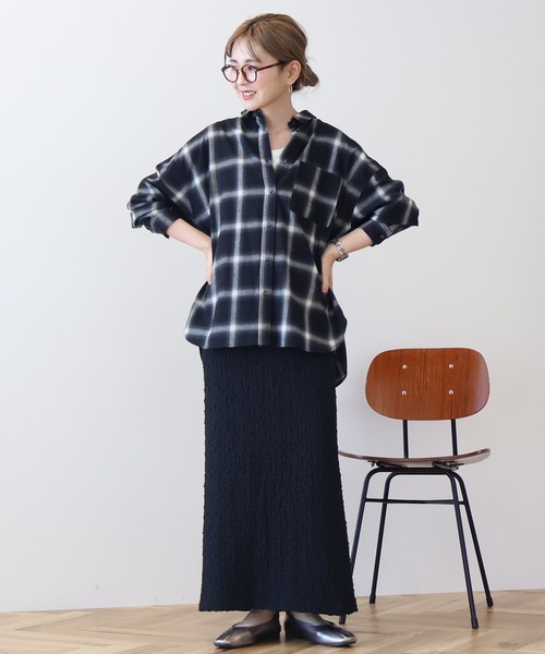 AMERICAN HOLIC（アメリカンホリック）の「バックタックチェックビエラシャツ（シャツ/ブラウス・レディース・キャメル/レッド/ブラック/アイボリー・M/L）」の21枚目の写真