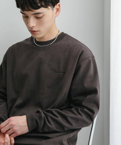 SENSE OF PLACE by URBAN RESEARCH(センスオブプレイスバイアーバンリサーチ)の「シシュウフェイクスエードC/Nスウェット(スウェット・メンズ・チャコールグレー/ライトベージュ/ブラウン/ダークブラウン/ベージュ・MEDIUM/LARGE)」の3枚目の写真